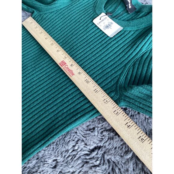 NWT Express Women's Ribbed Knit Midi Pencil Skirt Sweater Set Petrol Green Small - Picture 6 of 11